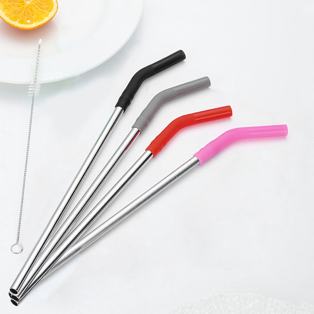4 szt. Długie metalowe słomki  – Mixing Cup Silicone recenzja i cena